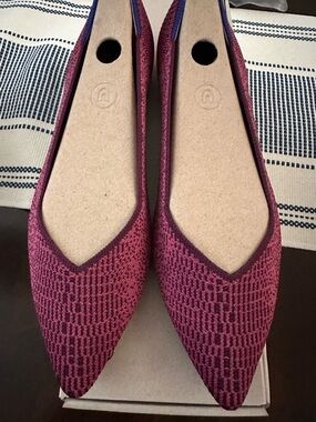 BNIB Rothy’s Fig Python Pointed-Toe Knit Ballet Flats (RETIRED)